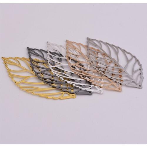 10 pieces of 53 * 31mm hollow single-hole leaf ornament necklace pendant accessories for DIY jewelry making