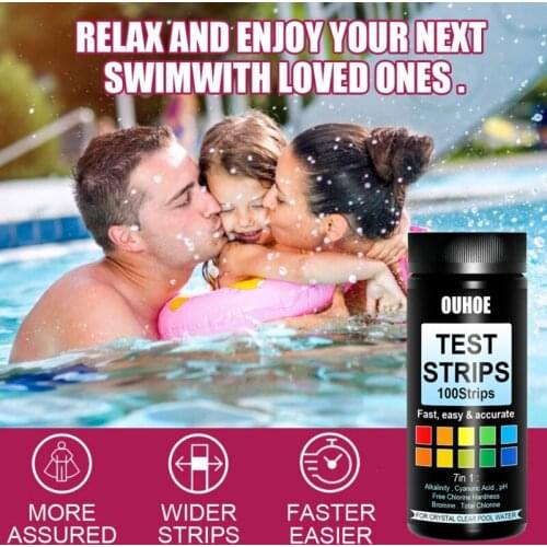 100pcs Swimming Pool PH Value Test Strip PH Tester Pool PH Test Paper Residual Chlorine Cleaner Accessories