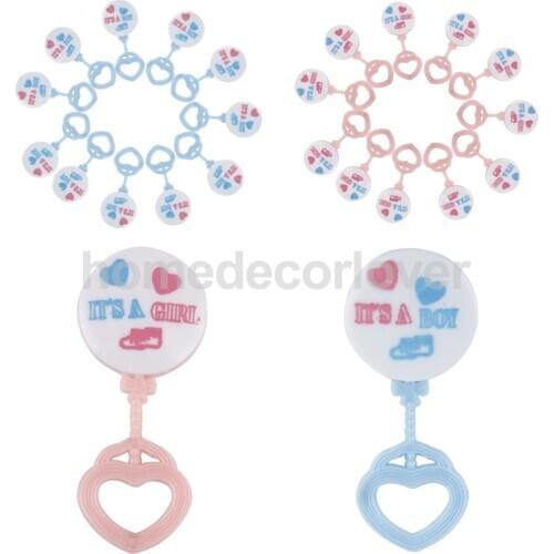 12pcs Cute Mini Rattles Charm Baby Shower Favors Party Table Decor Its A Girl /Boy
