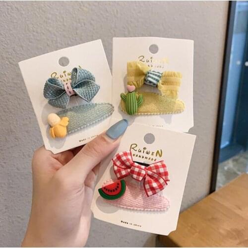2pc hair clip Children Women Kids Baby Girls Snap Hair Clamp Pearl Pins Hairpins BB Barrettes Baby Girl Styling Accessories