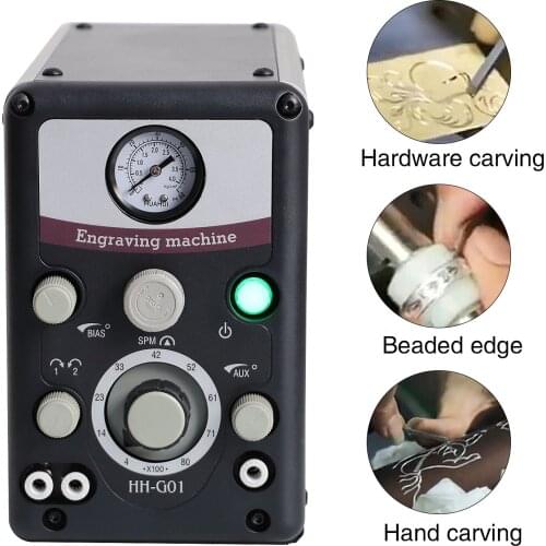 220V 50HZ/110V 60HZ HH-G01 Double-Headed Pneumatic Engraving Machine Bead Reeling Machine Pneumatic Micro-Mount Engraving