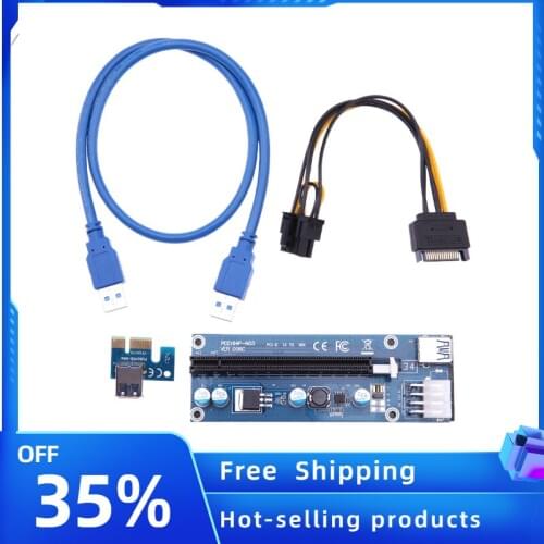 60cm PCI-e 1x to 16x Graphics Extension Cables for Mining USB3.0 8pins Laptop Docking Station Power Adapters