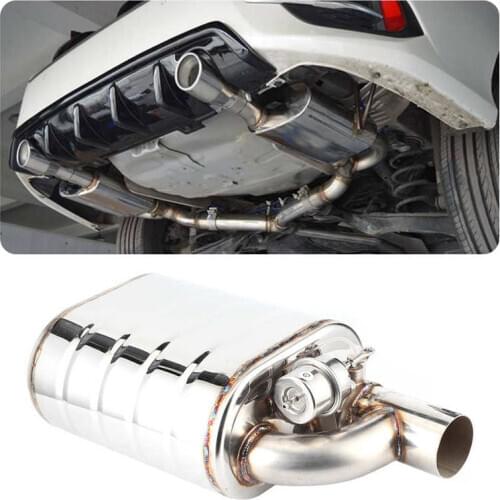 63mm Universal Car Electric Exhaust Valve Remote Port Device Vacuum Pump Pipe Variable Muffler Stainless Steel Silver