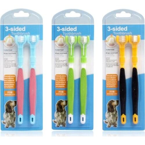 7PCS Pet Multi-angle Cleaning Tooth Dog Cat Dental Care ToothBrushes Set Pet Cat Toothbrush Kit With Soft Dog Finger Toothbrush