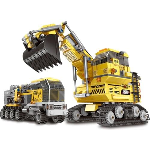 893 PCS Engineering vehicle Building Blocks Excavator Trucks Original Big Size Car Bricks Children Toy For Boys Enlighten Brick