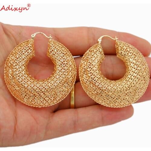A dixyn Hollow France Style Rose Gold Color/Copper Hoops Earrings for Women Girls Jewelry Party Gifts N05148