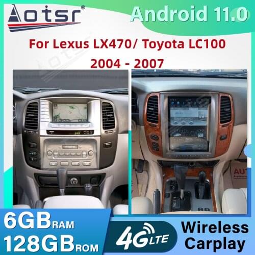 Tesla Style Android 11.0 Car Radio For Lexus LX470 Toyota LC100 2004 - 2007 Audio GPS Navigation Auto Stereo Multimedia Player