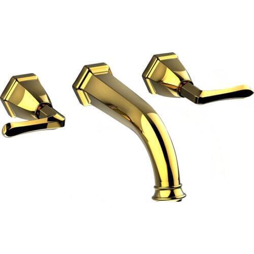 Free shipping polished gold wall mounted watefall sink faucet