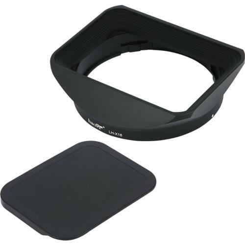 CNC Aluminum Alloy Square Lens Hood with Cap for Fuji FUJINON Lens XF 16mm F1.4 R WR on X-Pro2 X-T2 X-T3 X-T20 X-T30 X-A5 X-H1