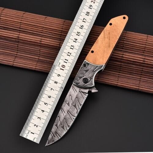 Damascus Tactical Knife 58HRC Steel Knives Outdoor knife Folding Blade Camping Survival knife Sharp Fruit Knife Hunting Knives
