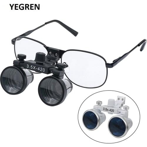Surgery Dental Loupes 2.5X 3.5X Binocular Magnifier with Metal Frame Eyeglass for Surgical Dentist White Black Surgery Loupes