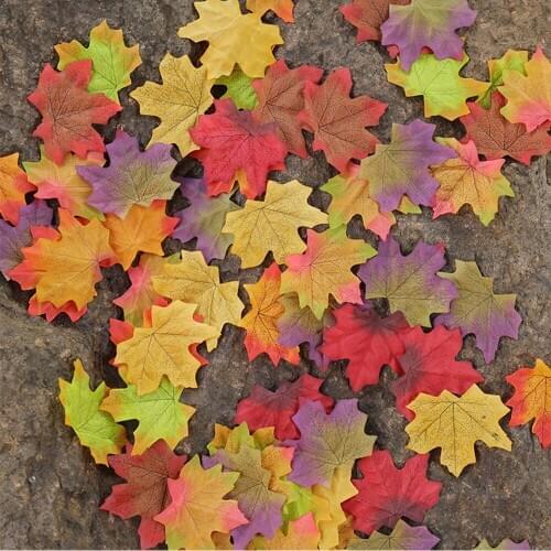 10Pcs 8cm Artificial Maple Leaves Simulation Fake Fall Leaves Autumn Leaves For Home Wedding Crafts Thanksgiving Day Party Decor