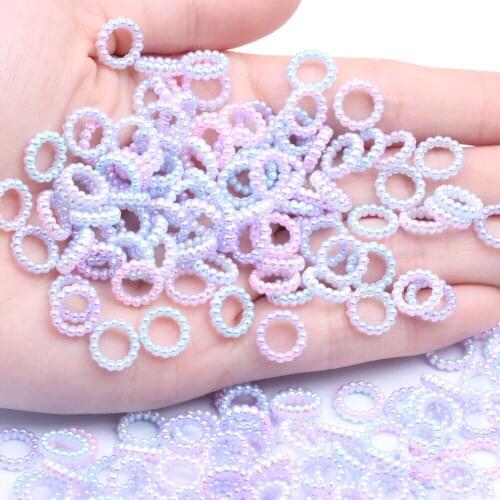 Imitation Pearl Art Resin Rhinestones Circle Rainbow 10mm 110pcs Flatback DIY Crafts Jewelry Making Wedding Decoration