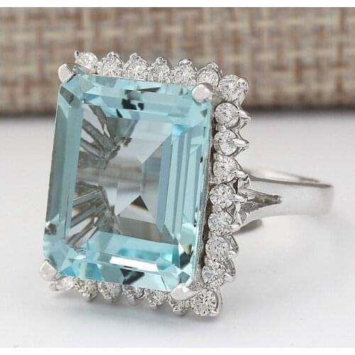 Exquisite Light Blue Zircon Rhinestone Romantic Ring for Women Wedding Engagement Fashion Jewelry Rings
