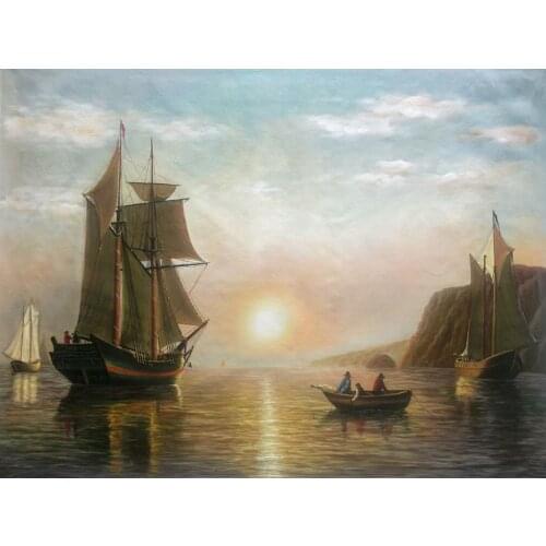 Painting Boats A Sunset Calm in the Bay of Fundy William Bradford oil Painting Canvas Art Reproduction High quality hand painted