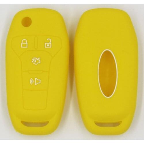 4PC Silicone Rubber Car Key Fob Cap Cover Case Shell Holder for Ford Escape 2017 3 Button Remote Keyless Keychain Key Case