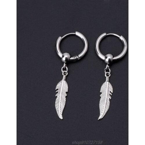 Korean Jewelry Hip Hop kpop Drop Earrings Leaf Pendant Dangle Chain Earrings D16 20 Dropshipping