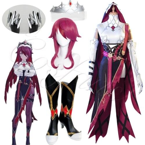 Game Genshin Impact Rosaria Cosplay Costume wigs Suit Dress Uniform Anime Halloween Costumes For Women Outfits shoes wig clothes