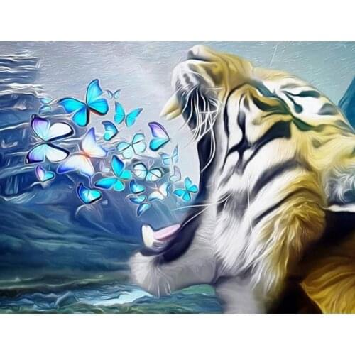 Full square wall stickers Cross stitch 5D diamond painting haft diamentowy kit set Cuadros tools animal tiger Mosaic butterfly