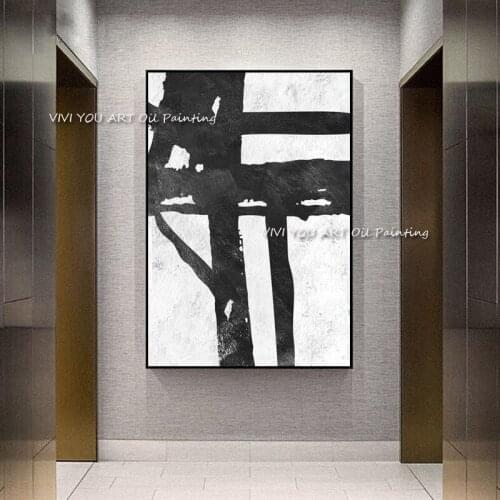 The Hot Sales Black White Handmade Oil Painting On Canvas Creative Simple Wall Art Corridor Picture For Office Home Decoration
