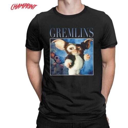 Mogwai Gremlins T-Shirt for Men Gizmo 80s Movie Funny Pure Cotton Tee Shirt O Neck Short Sleeve T Shirt 6XL Clothing