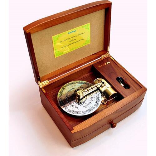 22 note wooden disc music box with 3 discs electronic type rotating music box Christmas souvenir gifts home collection