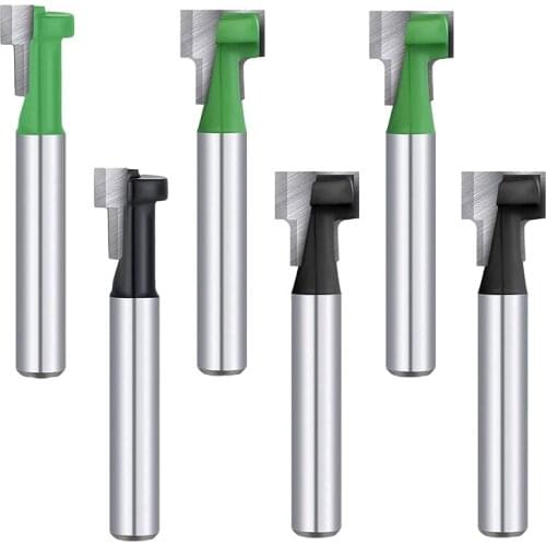 6Pcs Keyhole Router Bits Set, 1/4 Inch Shank Router Keyhole Bit Set -5/16 & 3/8 & 1/2 Inch Blade for Wood Hex Bolt