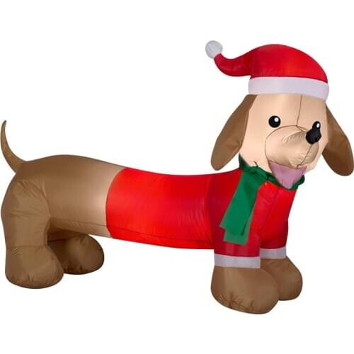 4FT Dachshund Weiner Dog Air Blown Inflatable Outdoor Toys Puppy Dog Christmas Holiday Yard Lawn Party Decoration with LED Light