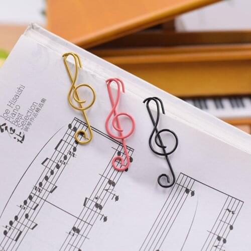 2021 New Creative Plastic-coated Metal Note Paper Clip Music Stationery Gift Treble Clef Symbol Small Bookmark Boxed Mini