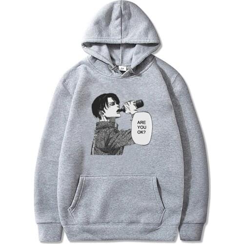2021 New Arrival Casual Hot Anime Hoodie Attack On Titan Levi Ackerman Sweatshirts Manga Graphic Pullover Y2k Oversize Unisex