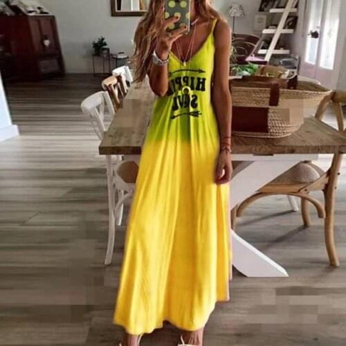 Casual Dresses Women Sexy Long Skirt Summer Sleeveless V-neck Printed Long Dress Maxi Dress Big Swing Backless Women Clothing