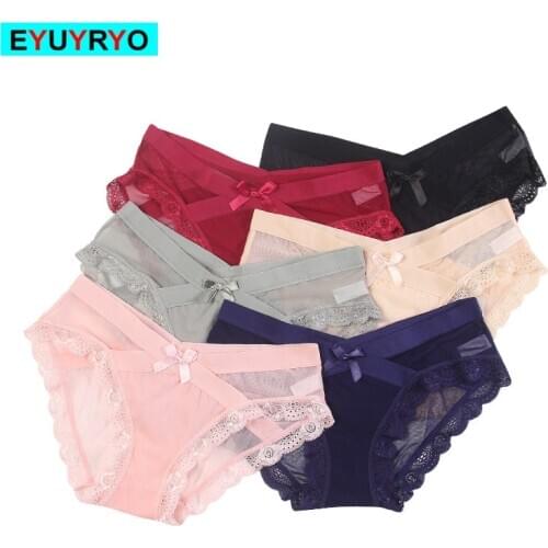 Sexy Lace Lingerie woman Low-waist Briefs Temptation Transparent Panties Women Underwear Seamless Intimates Plus Size Underpants