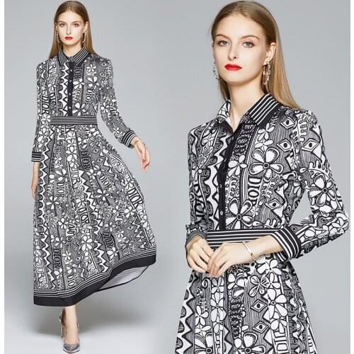 England Europe Style Maxi Dress for Women 2020 New Summer Autumn Long Sleeve Tunic Slim Elegant Fashion A-Line Parin Party Dress