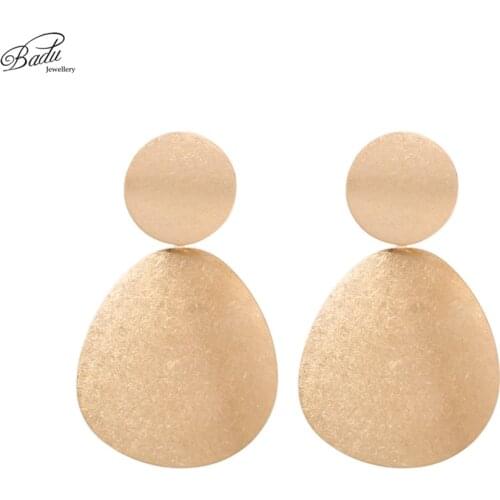 Badu Geometric Gold Color Earring Large Metal Punk Dangle Drop Earrings for Women Party Jewelry Wholesale