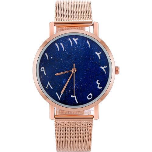 High quality Fashion Casual Women Watch Arabic Numbers Steel Mesh Quartz Watches Rose Gold Ladies Watch Montre Femme