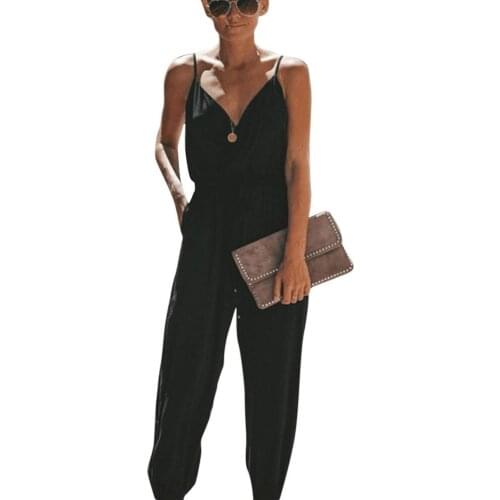 Women Summer Sexy Backless Casual Deep-V Floral Print Strappy Jumpsuits Romper