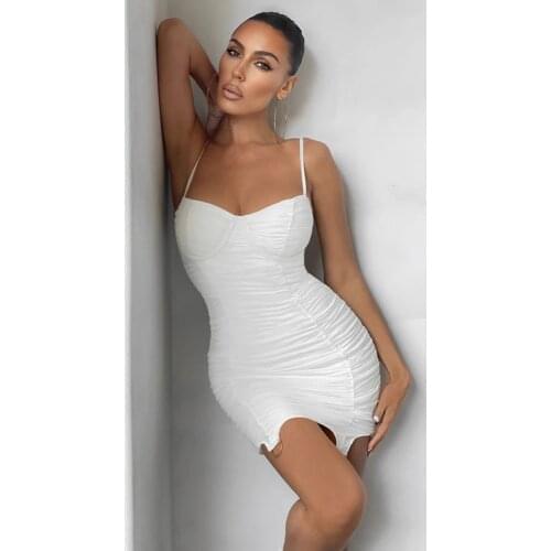 Mini Strap Sleeveless White 2021 hl Elastic Knitted Sexy Women Ladies Bodycon New Fashion Celebrity Summer Bandage Dress dresses