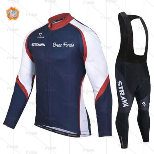 Winter Cycling Clothing STRAVA 2021 Long Sleeve Jersey Mens Pro Team Warm Jacket Set MTB Clothes Thermal Fleece Ropa Ciclismo