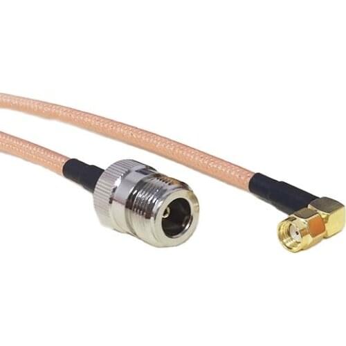 1PC High quality low-attenuation N Female Jack Switch RP-SMA Right Angle Male (female pin) CABLE Adapter RG142 50CM 20"