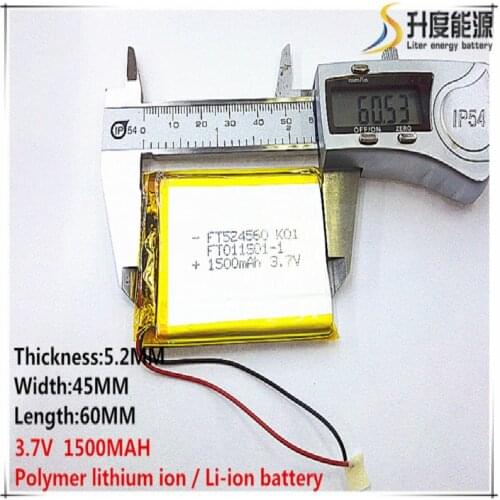 1pcs [SD] 3.7V,1500mAH,[524560] Polymer lithium ion / Li-ion battery for TOY,POWER BANK,GPS,mp3,mp4,cell phone,speaker