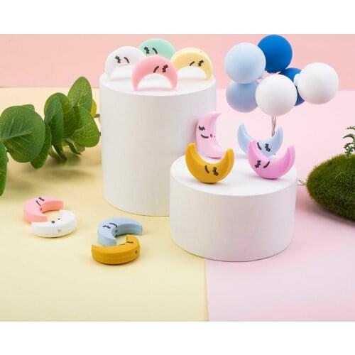 Sunrony 10pcs New Cartoon Moon Baby Rodent BPA Food Free Silicone Teething Nursing Pacifier Silicone Beads