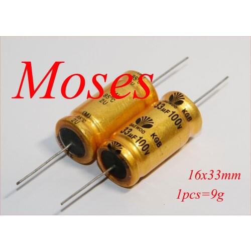 100v 33uf ELUM Original New Axial Audio Electrolytic Capacitor NP Bipolar Capacitance 16x33mm +/- 20