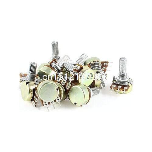 12pcs AC 220V Single Linear Split Knurled Shaft Taper Potentiometer 50K Ohm B50K