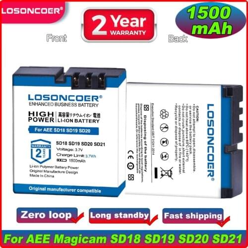 1500mAH For AEE SD18 SD19 SD20 SD21 SD22 SD23 D30 DS-SD20 DS-D30 ASTAK Action Pro CM7000 CM-7200 ROLLEI 3S 4S 5S SD20F Battery