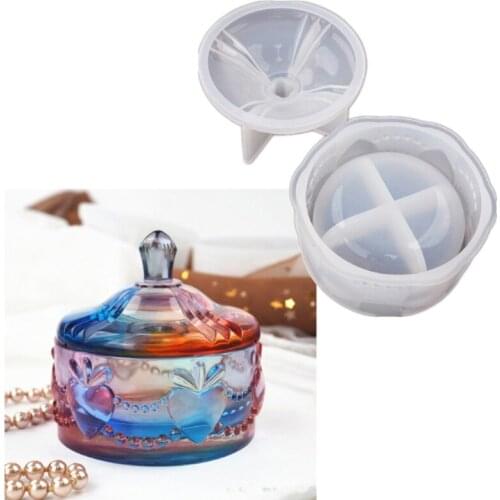 2 Styles Box Resin Mold with Lids DIY Trinket Storage Jewelry Jar Silicone Mold A0NF