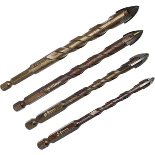 3-12mm Drill Bits Cross Hex Tile Drill Bits Set for Glass Ceramic Concrete Hole Opener Brick Hard Alloy Triangle Bit Tool Kit