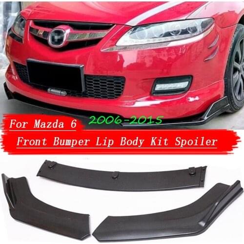 3Pcs Front Bumper Spoiler Protector Plate Lip Body Kit Carbon Surface Car Decorative strip Chin Shovel For Mazda 6 M6 2006-2015