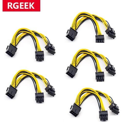 5 Pcs PCI-Express PCIE 8 Pin to Dual 8 (6+2) Pin VGA Graphic Video Card GPU Adapter Power Supply Splitter Cable 20cm