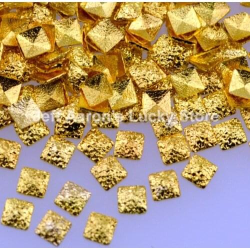 500PCS gold silver frosted square metal 3d nail art decorations studs nails accessoires supplies 2mm new arrival