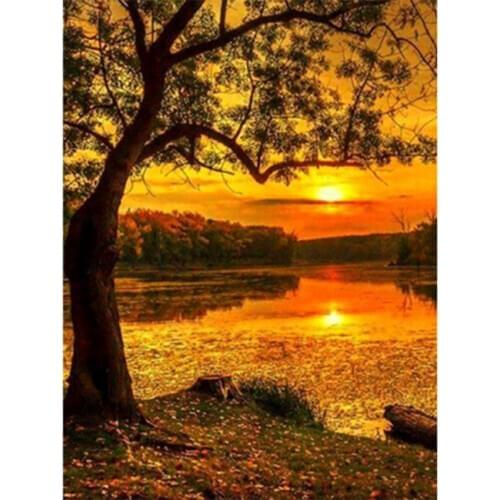 5D DIY full Square Diamond painting landscape sunset seascape cross stitch kit mosaic picture rhinestone embroidery decor WG2102